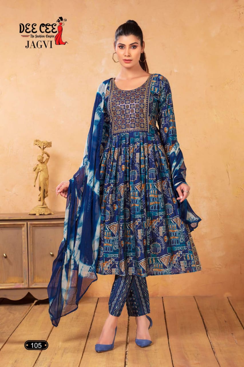 Jagvi By Deecee Heavy Chanderi Print Kurti With Bottom Dupatta